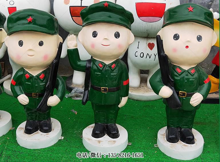 綠裝卡通八路軍雕塑 綠裝卡通八路軍雕塑