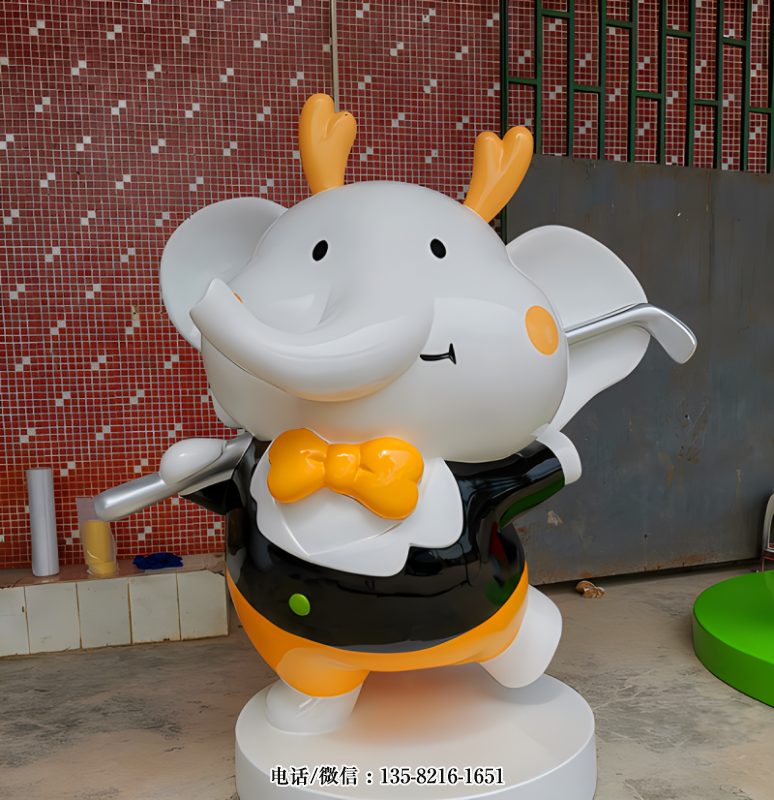 打高爾夫的卡通大象雕塑公仔 打高爾夫的卡通大象雕塑公仔