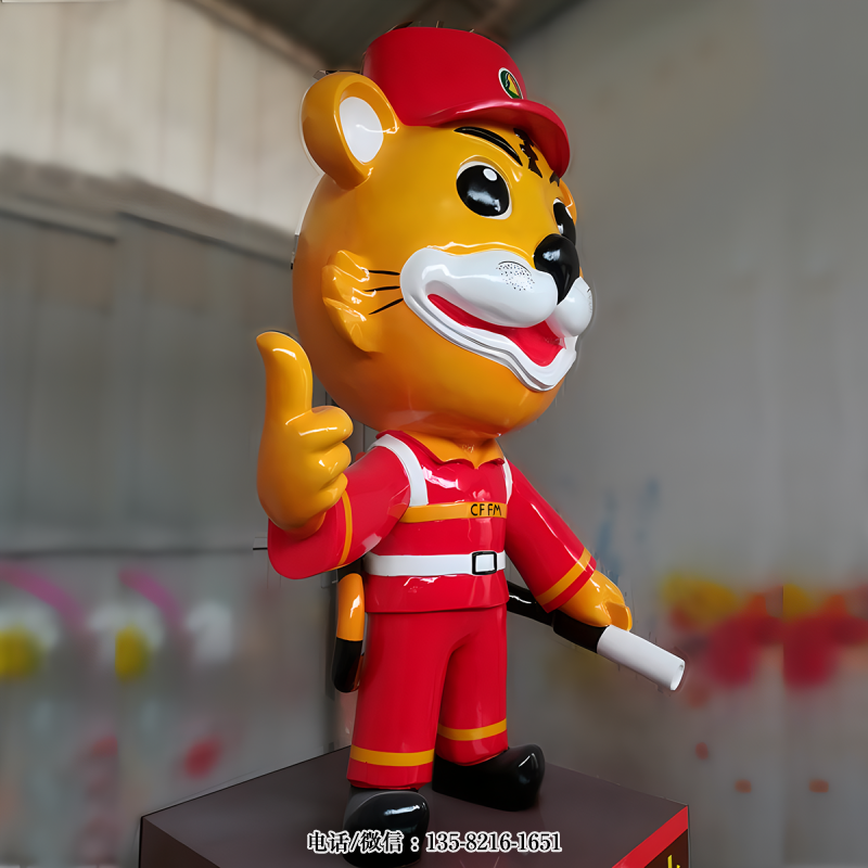 卡通老虎造型消防員雕塑 卡通老虎造型消防員雕塑