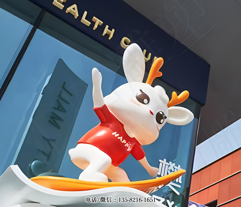 玩滑板的卡通鹿雕塑 玩滑板的卡通鹿雕塑