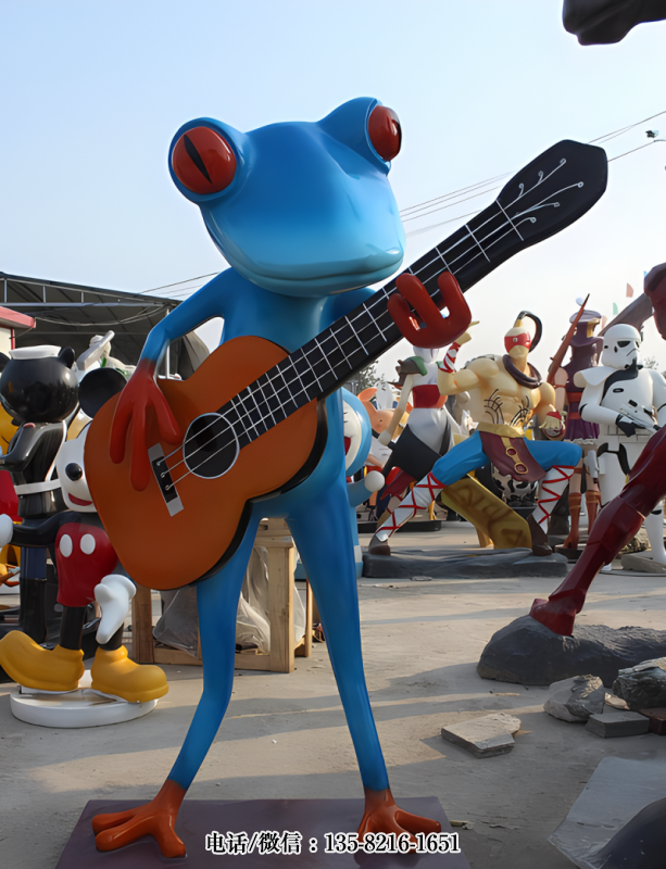 彈吉他的卡通青蛙雕塑 彈吉他的卡通青蛙雕塑