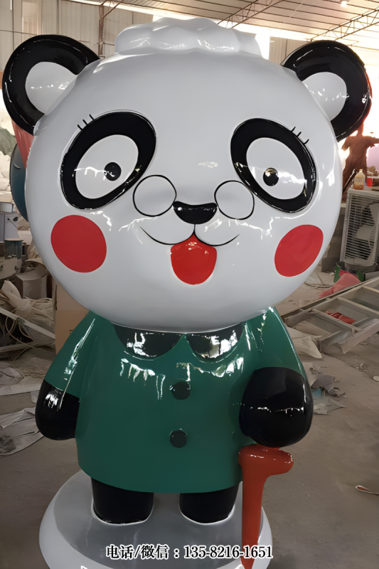 玻璃鋼熊貓爺爺卡通雕塑 玻璃鋼熊貓爺爺卡通雕塑