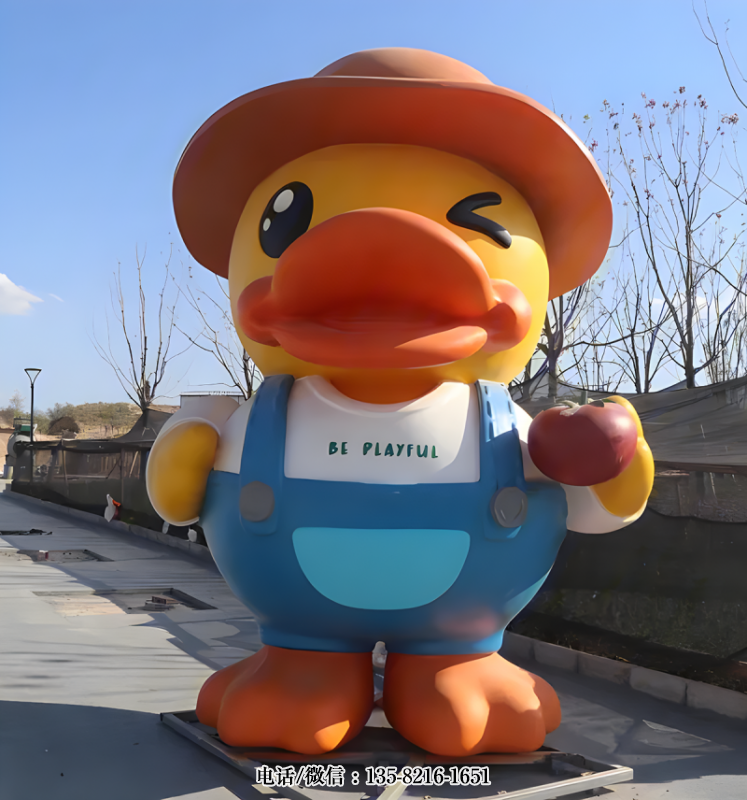 穿背帶褲的卡通鴨子雕塑 穿背帶褲的卡通鴨子雕塑