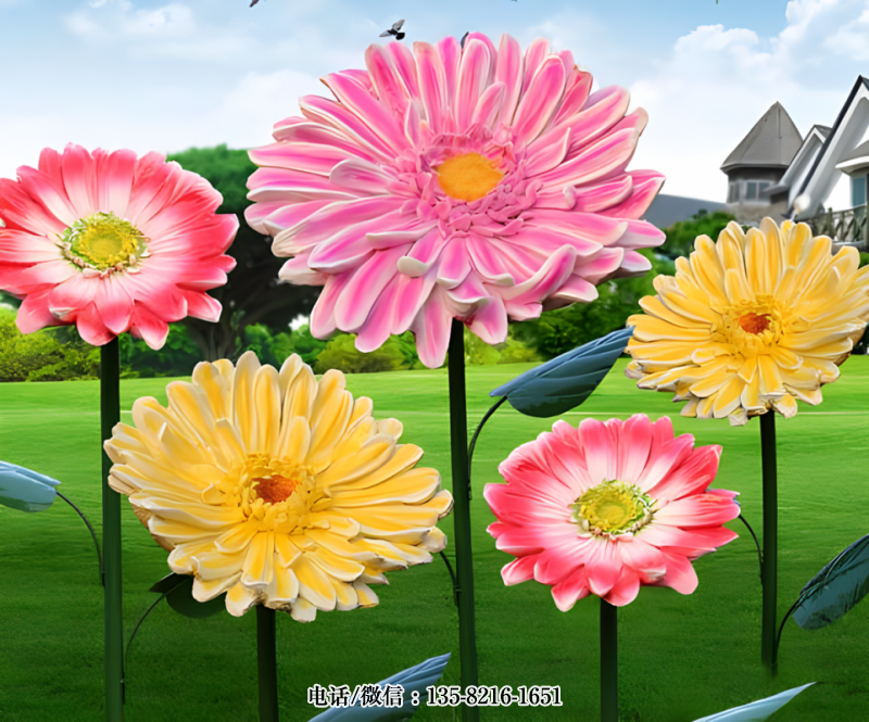 玻璃鋼仿真菊花雕塑 玻璃鋼仿真菊花雕塑