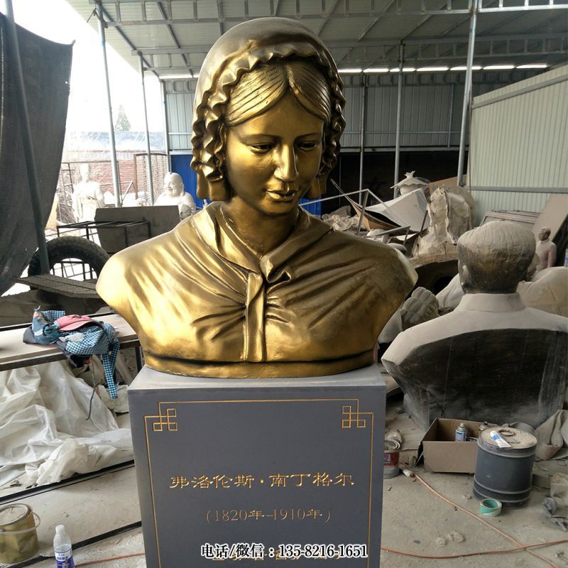 玻璃鋼仿銅南丁格爾胸像雕塑 玻璃鋼仿銅南丁格爾胸像雕塑