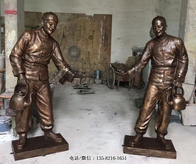 玻璃鋼店小二迎賓人物雕塑 玻璃鋼店小二迎賓人物雕塑