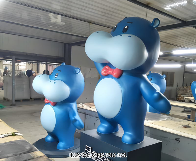 玻璃鋼卡通河馬公仔雕塑擺件 玻璃鋼卡通河馬公仔雕塑擺件