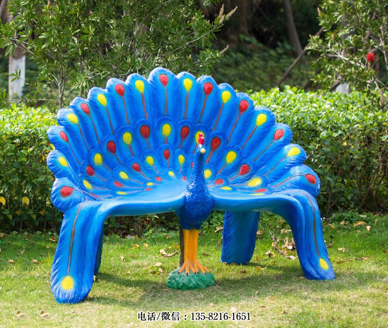 玻璃鋼彩繪孔雀造型座椅 玻璃鋼彩繪孔雀造型座椅