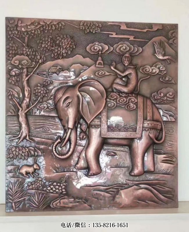 玻璃鋼仿銅大象浮雕壁畫 玻璃鋼仿銅大象浮雕壁畫