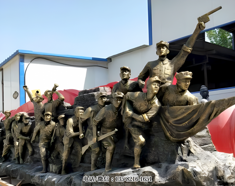 玻璃鋼仿銅紅軍、八路軍戰(zhàn)士軍人雕塑